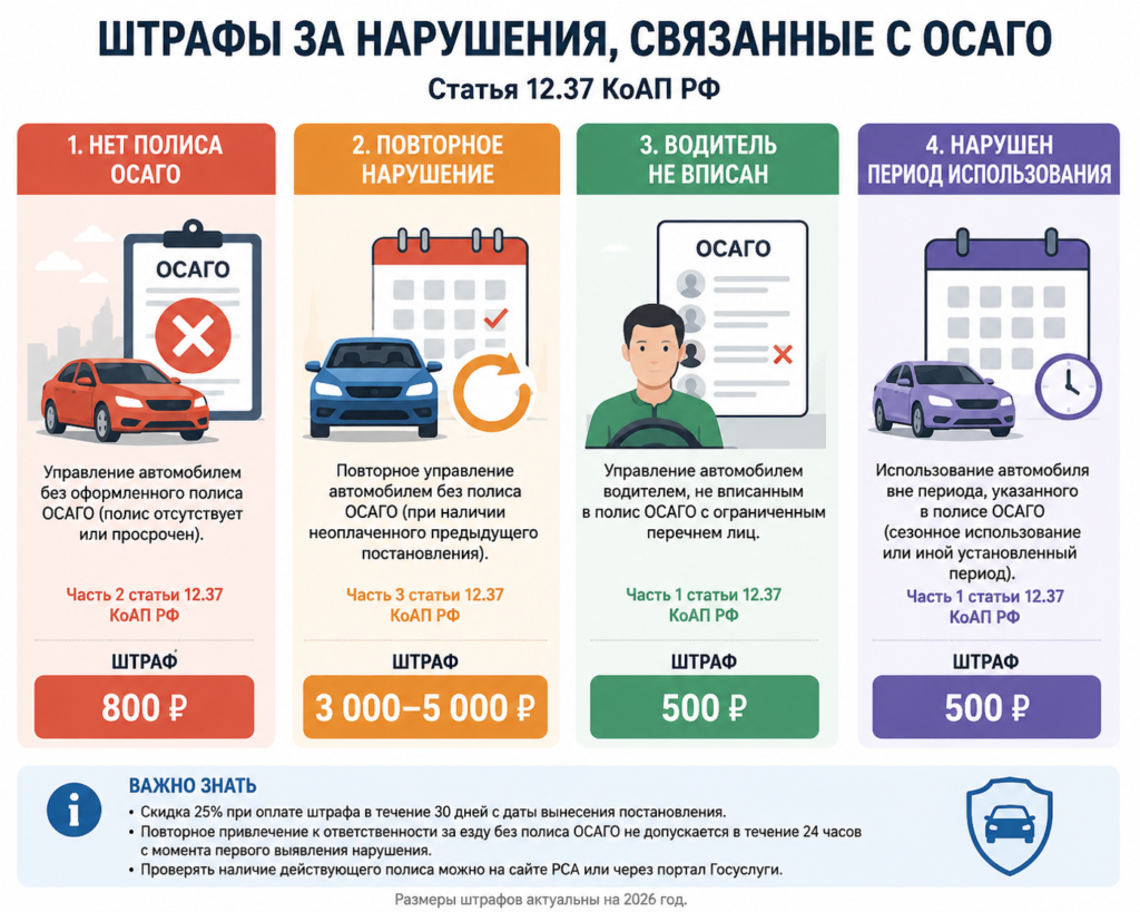 Штраф за отсутствие ОСАГО